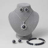 Parure Black Tahiti — Collier, Boucles & Bracelet