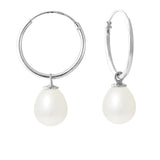 Boucles d'oreilles SERENE | Créoles en Argent et Perles de cultures Blanches