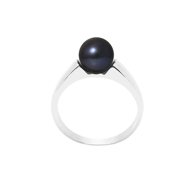 Bague IRINA | Or Blanc & Perle de Culture Black Tahiti - 8/9mm