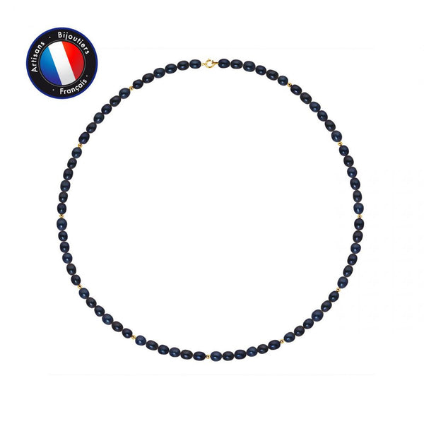 Collier Ras de Cou MARTHA | Or Jaune & Perles Noires