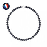 Collier NOELYSE | Argent & Perles Noires | 8/9 mm | Fermoir Bouée