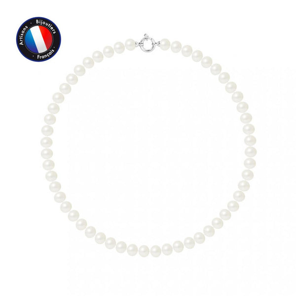 Collier Perle de Culture Blanche semi ronde | Lyse | 8/9mm