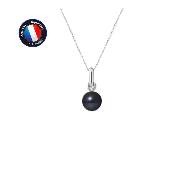 Pendentif TARA | Or Blanc & Perle d'eau douce Noire