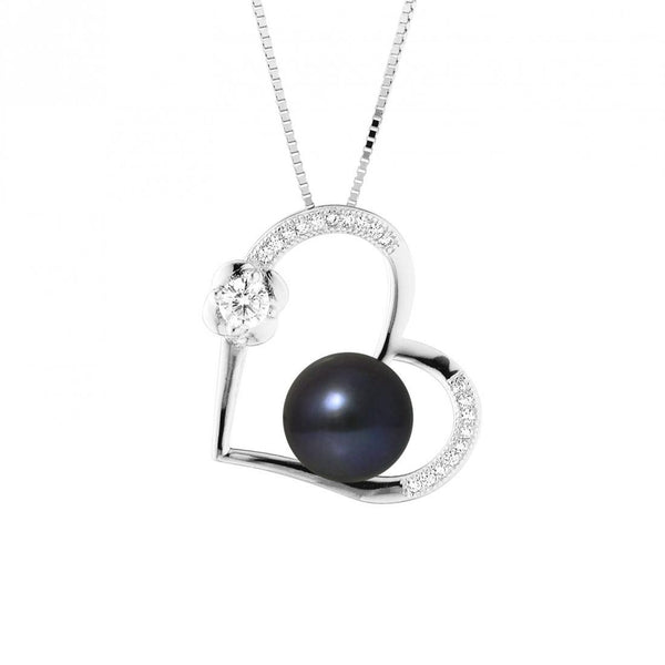 Collier en argent et perle noire