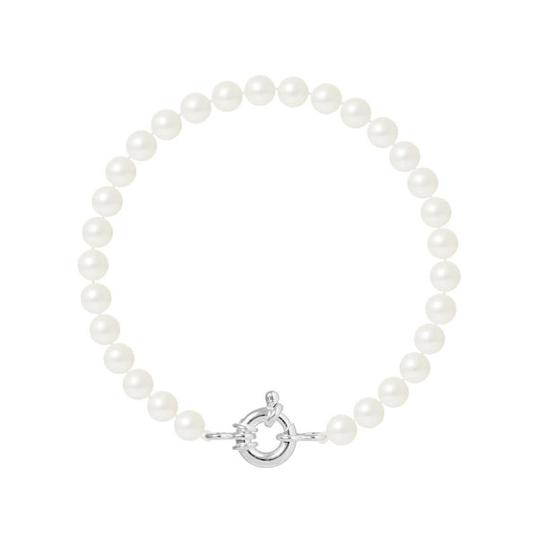 Bracelet NOELYSE | Argent & Perles Blanches | 6/7 mm | Fermoir Anneau