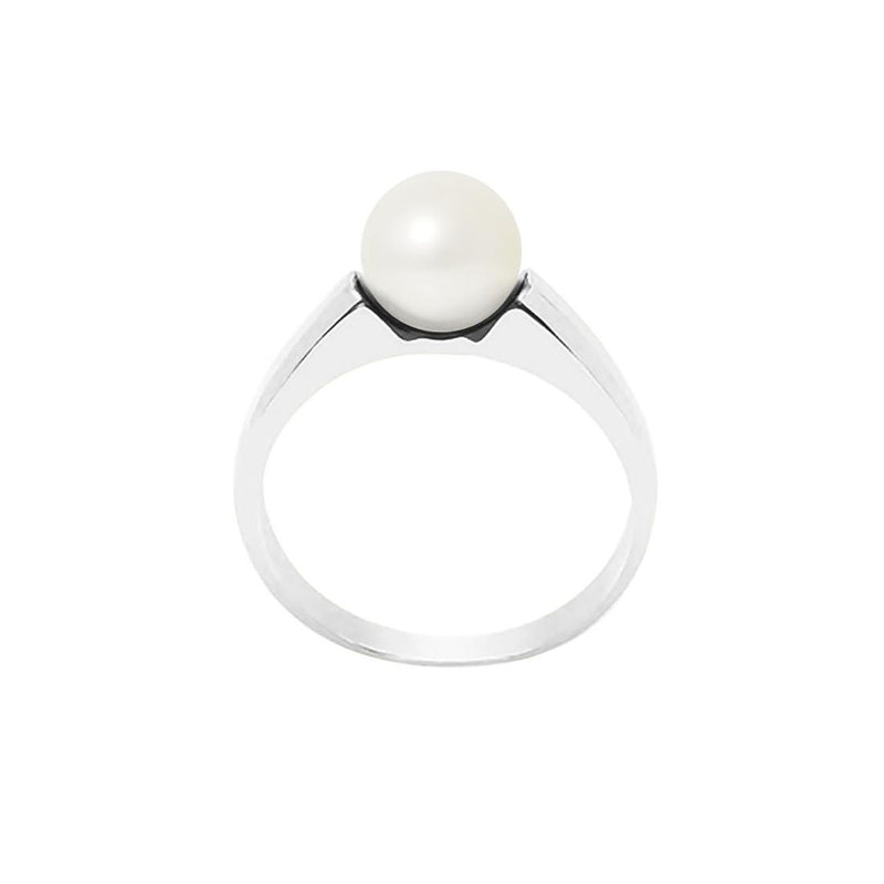 Bague IRINA | Or Blanc & Perle de Culture Blanche - 7/8mm