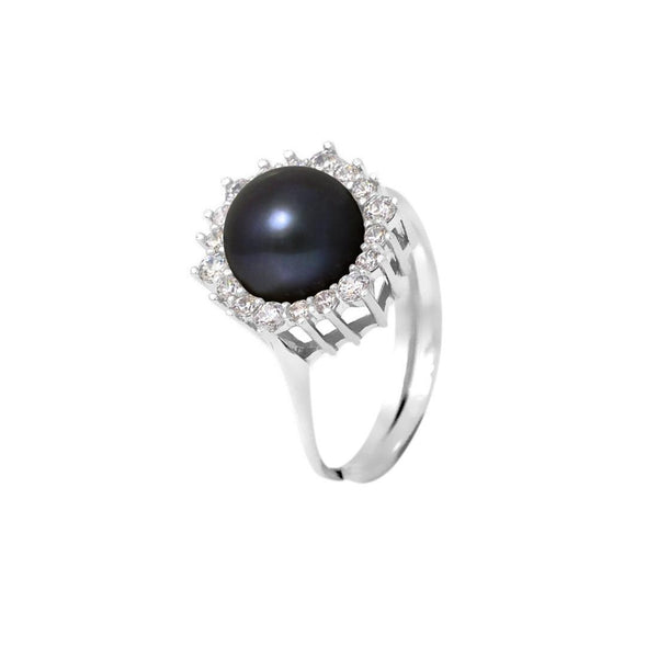 Bague FÉLICIA | Argent & Perle noire de Tahiti