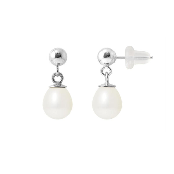 Boucles d'oreilles en or blanc et perles blanche | Abi