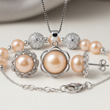 Parure Rose — Collier, Boucles & Bracelet
