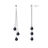 Boucles d'oreilles pendantes en Or blanc et perle de culture black Tahiti