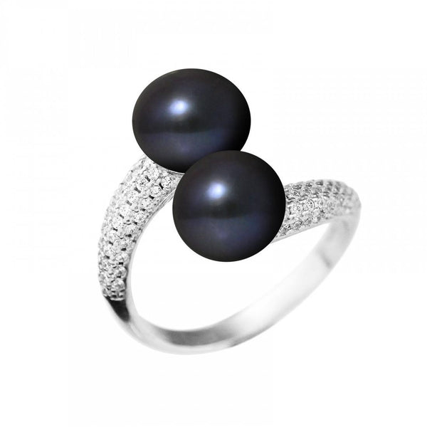 Bague Bouton TOI & MOI | Oxydes de Zirconium & Perles de Tahiti