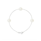 Bracelet  3 Perles de Culture- Diamètre 7-8 mm Blanc- Argent