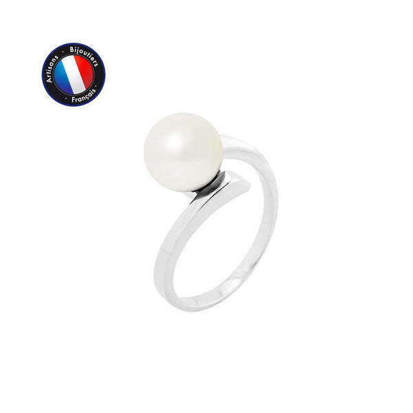 Bague ELISE | Or Blanc & Perle de Culture Blanche