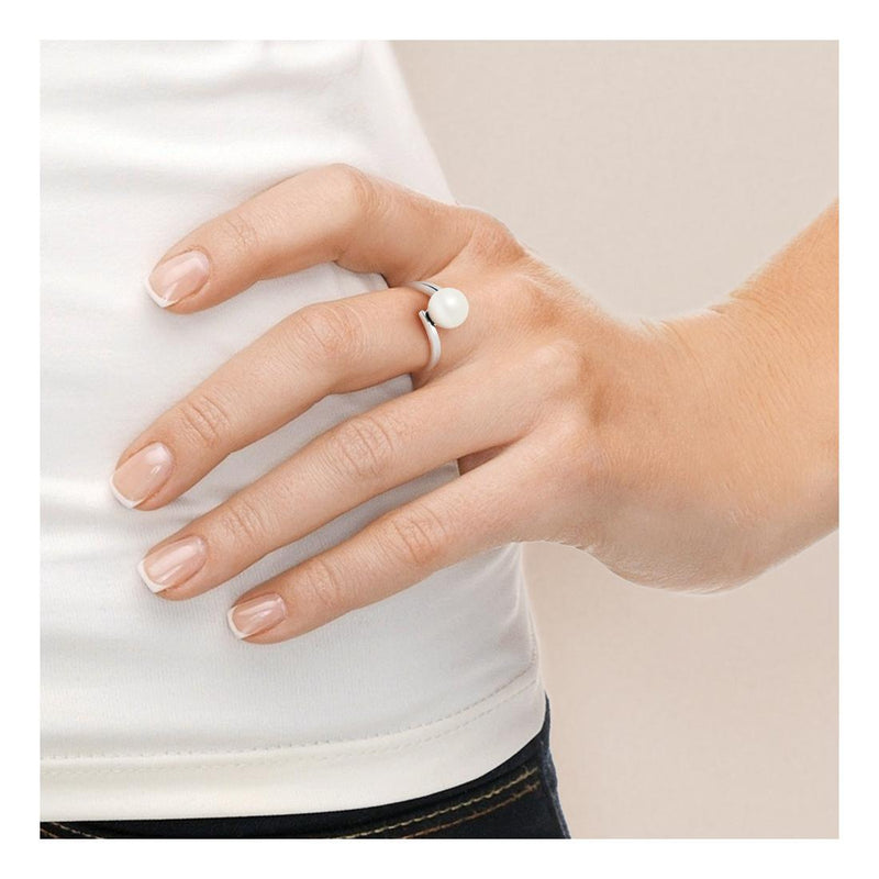 Bague ELISE | Or Blanc & Perle de Culture Blanche