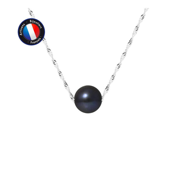 Collier- Perles de Culture 8-9 mm Black Tahiti- Or Blanc