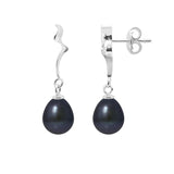 Boucles d'Oreilles TAHORA | Argent & Perles de Culture Black Tahiti