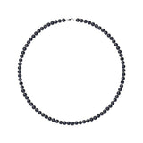 Collier NOELYSE | Argent & Perles Noires | 5/6 mm | Fermoir Mousqueton