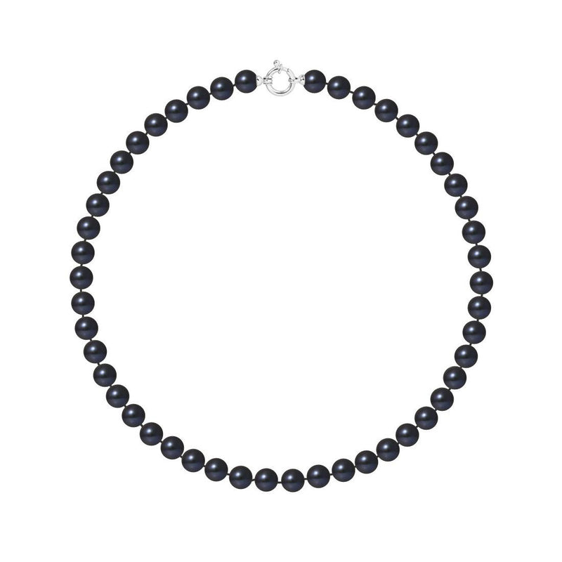 Collier Perles de Cutlure- Diamètre 8-9 mm Black Tahiti- Bijou Femme