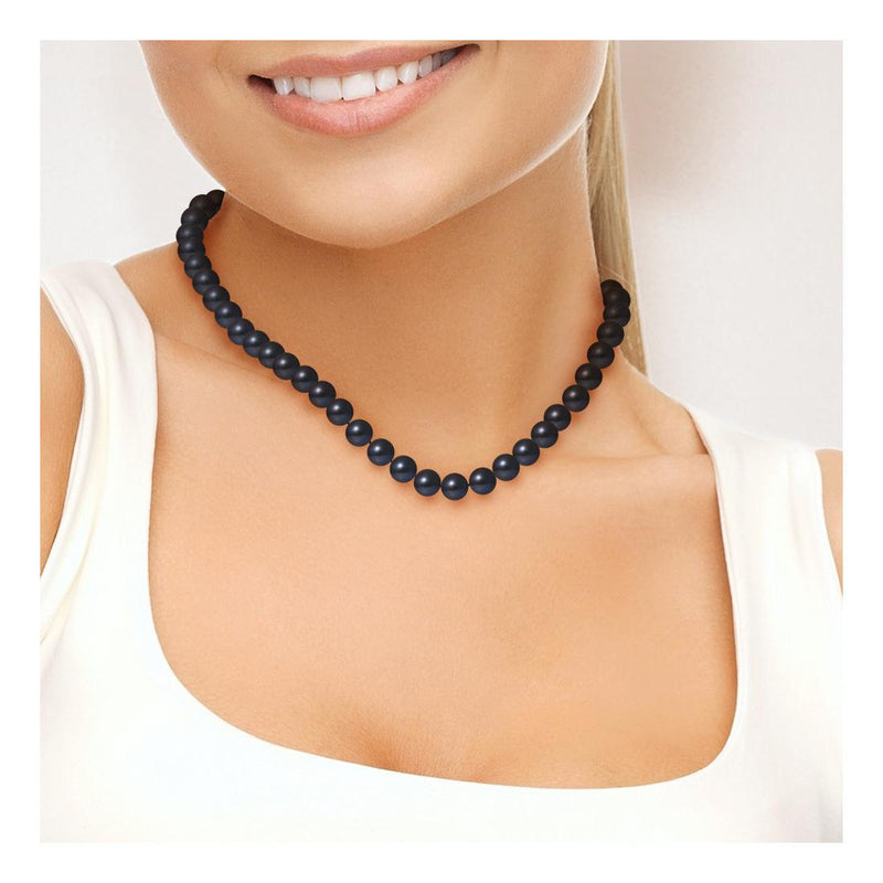 Collier Perles de Cutlure- Diamètre 8-9 mm Black Tahiti- Bijou Femme