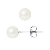 Boucle d'Oreilles Bouton AYA | Argent & Perles de Culture Blanches 6/7mm