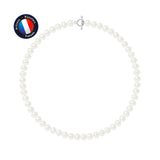 Collier en Perles d'Eau Douce Blanches 8-9 mm Semi rondes - Fermoir Baton