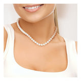 Collier en Perles d'Eau Douce Blanches 8-9 mm Semi rondes - Fermoir Baton