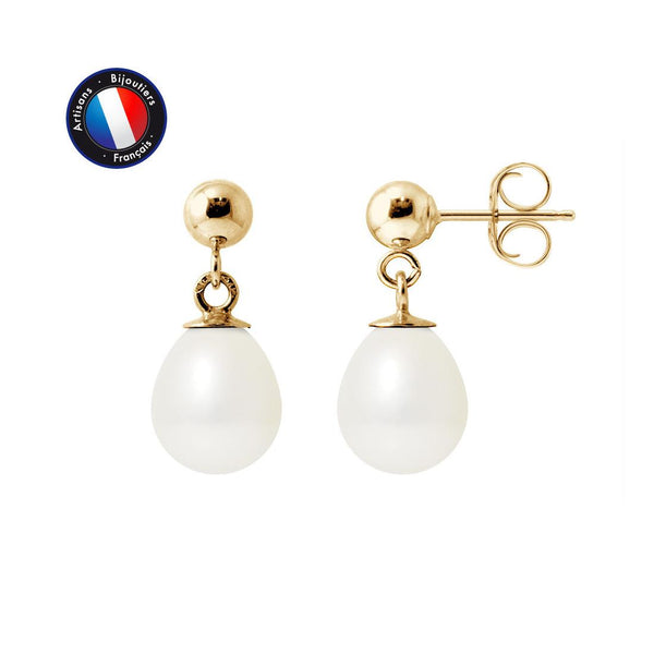 Boucle d'Oreilles MINÉA | Or Blanc & Perles de Cultures Blanches