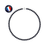 Collier- Perles de Culture d'Eau Douce Ronde 6-7  mm Black Tahiti- Bijou Femme- Or Blanc