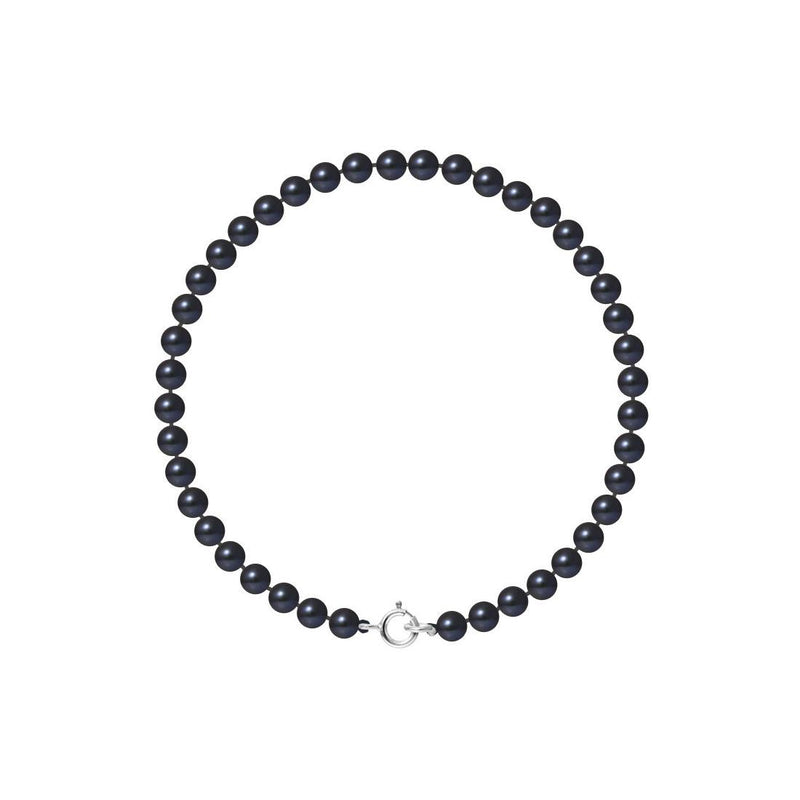 Bracelet NOELYSE | Argent & Perles Noires | 4/5 mm | Fermoir Anneau