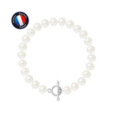 Bracelet Argent & Perles de Culture Blanches - 8/9mm - Fermoir Baton