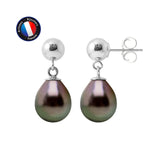 Boucle d'Oreilles - Perles de Culture de Tahiti- Ovale Diamètre 8-9 mm- Argent 925 Millièmes