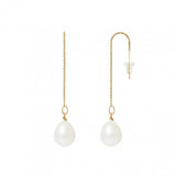 Boucle d'Oreilles Pendantes NAIARA | Or Jaune & Perles de Culture Blanches