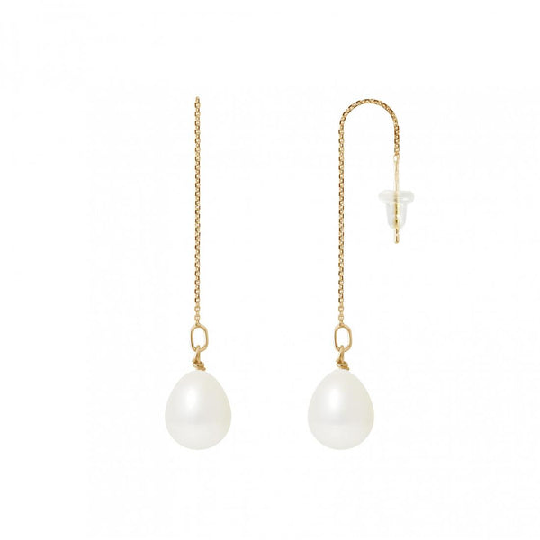 Boucle d'Oreilles Pendantes NAIARA | Or Jaune & Perles de Culture Blanches