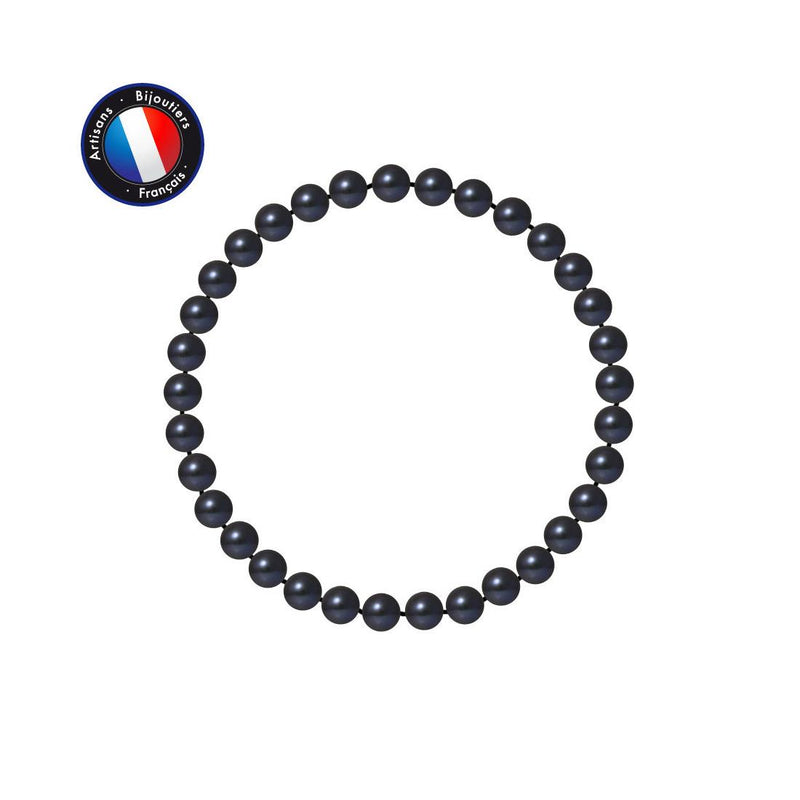 Bracelet Porte Bonheur- Perle d'Eau Douce- Ronde 5-6 mm Black Tahiti-