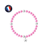 Bracelet Porte Bonheur Etoile - Perles d'Eau Douce Roses Fushia