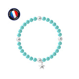 Bracelet Porte Bonheur Etoile - Perles d'Eau Douce Bleu Turquoises