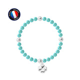 Bracelet Porte Bonheur- Perle d'Eau Douce- Ronde 5-6 mm Bleu Turquoise