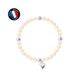 Bracelet Porte Bonheur Coeur - Perles d'Eau Douce Roses