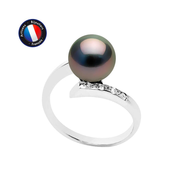 Bague LYSANDRA | Or Blanc & Perle de Tahiti