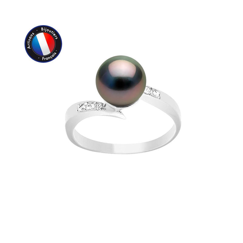 Bague ONDINE | Or Blanc, Diamants & Perle de Culture de Tahiti