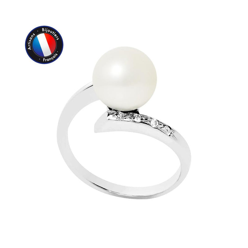 Bague ISODORA | Or Blanc, Diamants & Perle de Culture Blanche