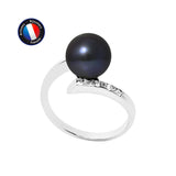 Bague LYSANDRA | Or Blanc & Perle de Culture Black Tahiti