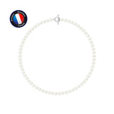 Collier- Perle d'Eau Douce- Semi Ronde 6-7 mm Blanc- Bijou Femme