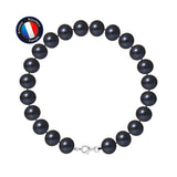 Bracelet Argent & Perles de Culture Black Tahiti - 9/10mm - Fermoir Mousqueton