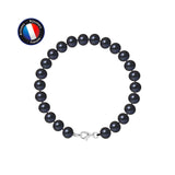 Bracelet NOELYSE | Argent & Perles Noires | 7/8 mm | Fermoir Mousqueton