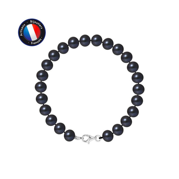 Bracelet en Perles de Tahiti Semi Ronde 7-8 mm - Fermoir Mousqueton