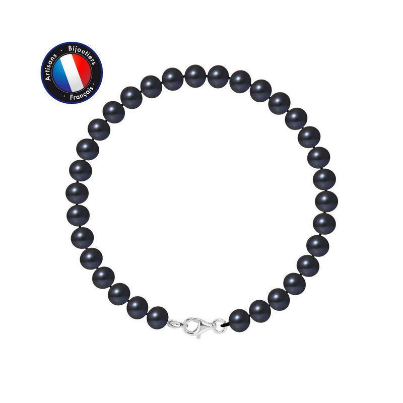 Bracelet en Perles de Tahiti Semi Ronde 6-7 mm - Fermoir Mousqueton