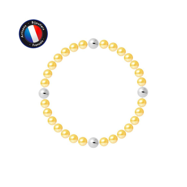 Bracelet Porte Bonheur - Perles d'Eau Douce Dorées & Blanches