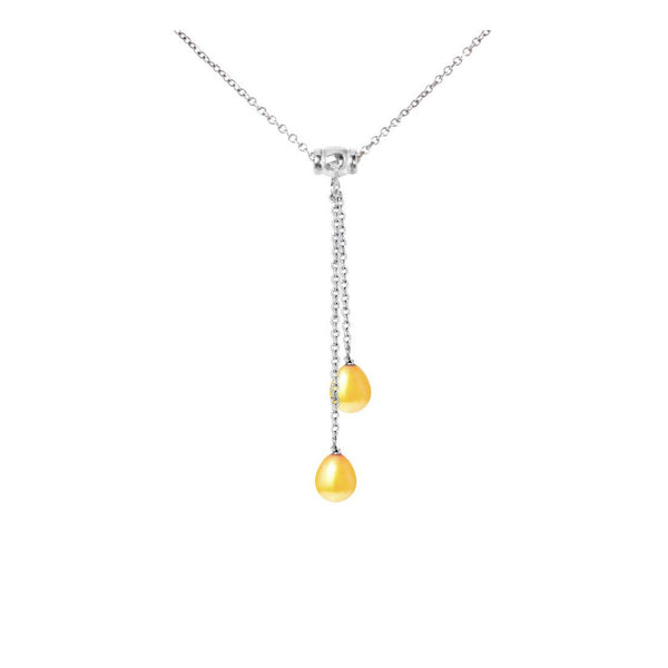 Collier Toi & Moi 2 Perles de Culture 7-8 mm Gold-Argent