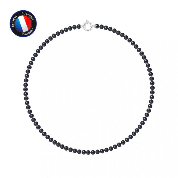 Collier en perles Black Tahiti Semi Rondes 5-6mm - Fermoir Anneau